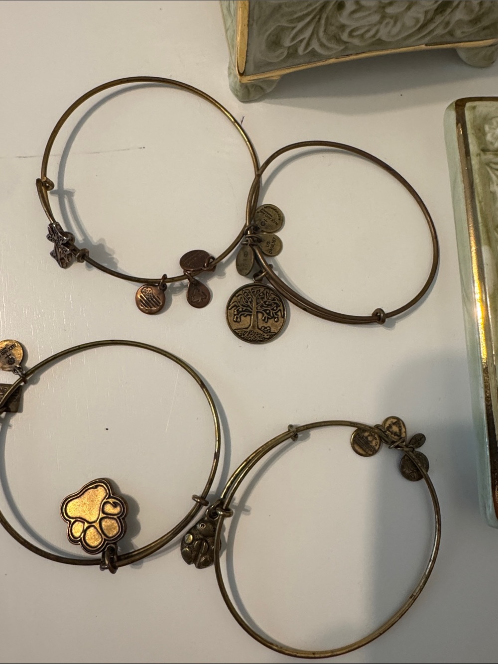 Alex and Ani bracelet 4 Tree cross Dog paw Lady Bug